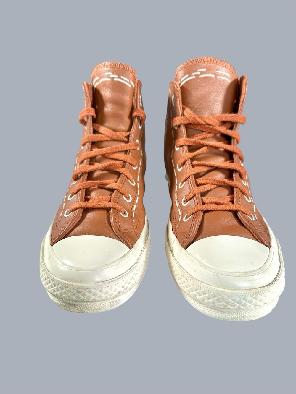 Converse Limited Ed. Chuck 70 Bold Stich Leather ‘Tawny Owl’ High-Top Sneakers - Picture 3 of 11